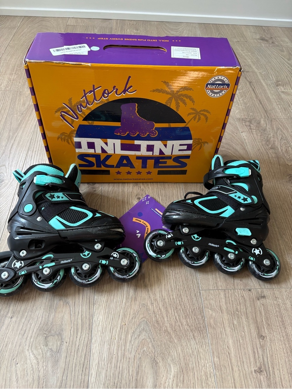 Nattork Adjustable LED Light-Up Inline Roller Skates Kids S 10C-13C - Picture 1 of 5